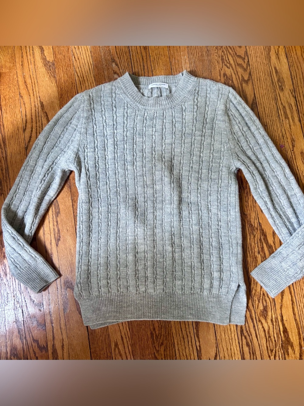 Lochcarron of Scotland 100% wool cable Knit Crewneck Sweater Heathered grey XL